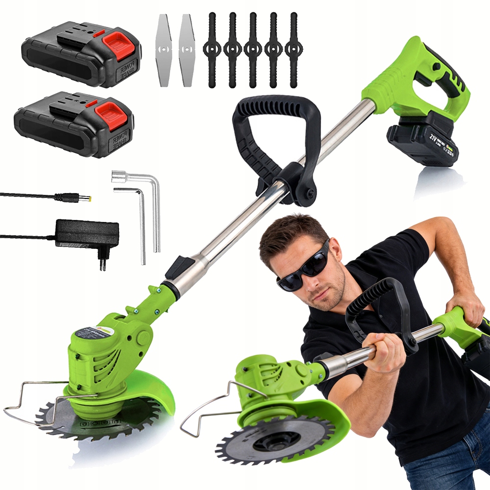 Akumulátorová vyžínačka na trávu s výkonom 1000 W a šírkou 15 cm s 2 batériami 48 V