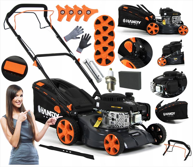 Praktická benzínová kosačka Prime s košom, objem 123 cm³. košík 40 l, šírka rezu 40 cm