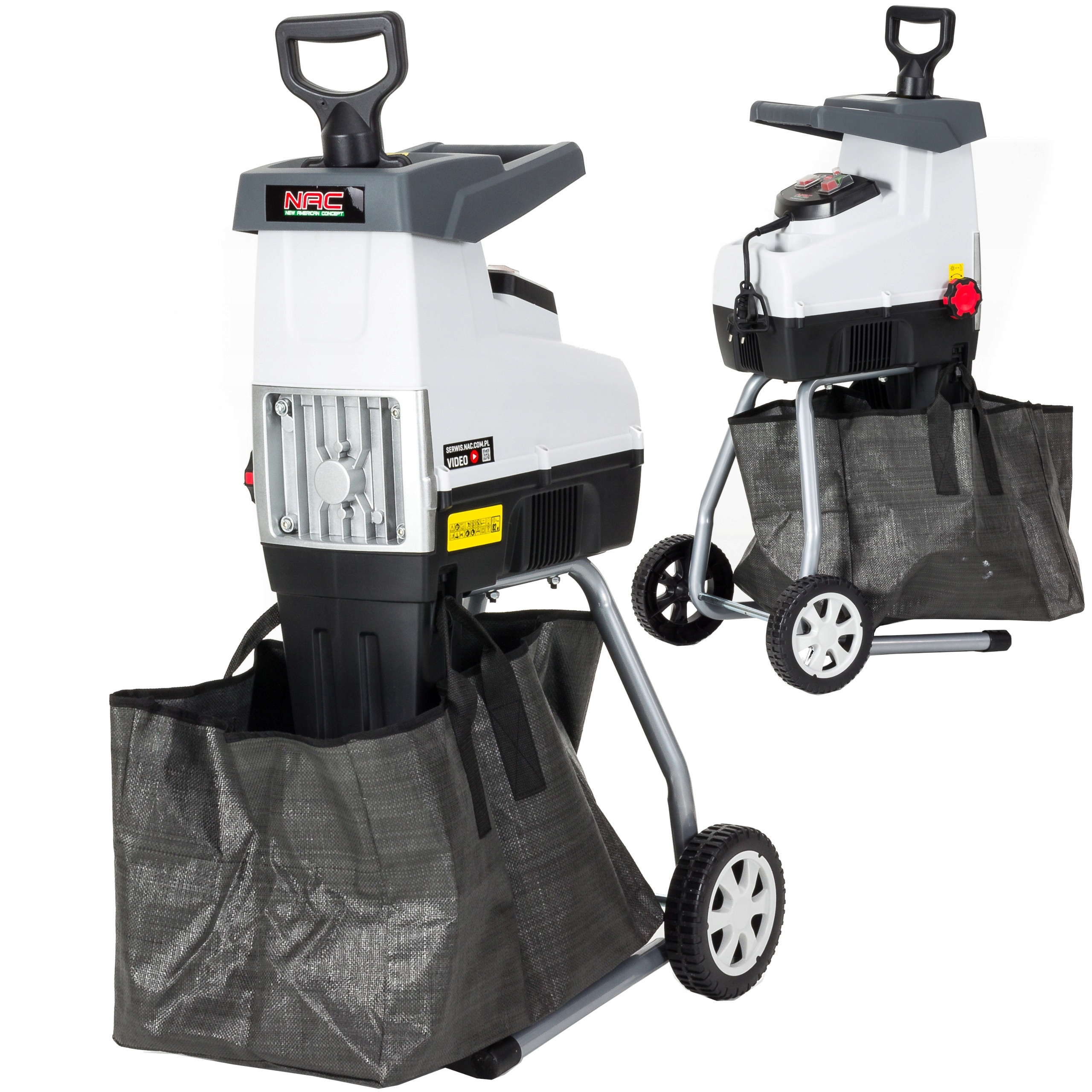 Drvič konárov a frézovací sekáč NAC 2800 W pre kolesá 44 mm + vrece s objemom 60 l