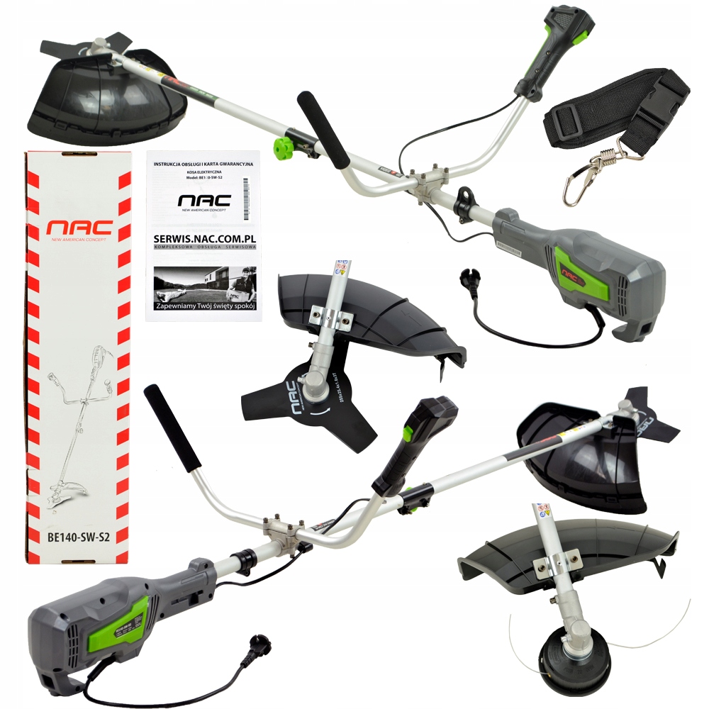 Elektrický krovinorez NAC 1400 W s čepeľou 25,5 cm a strunou 42 cm