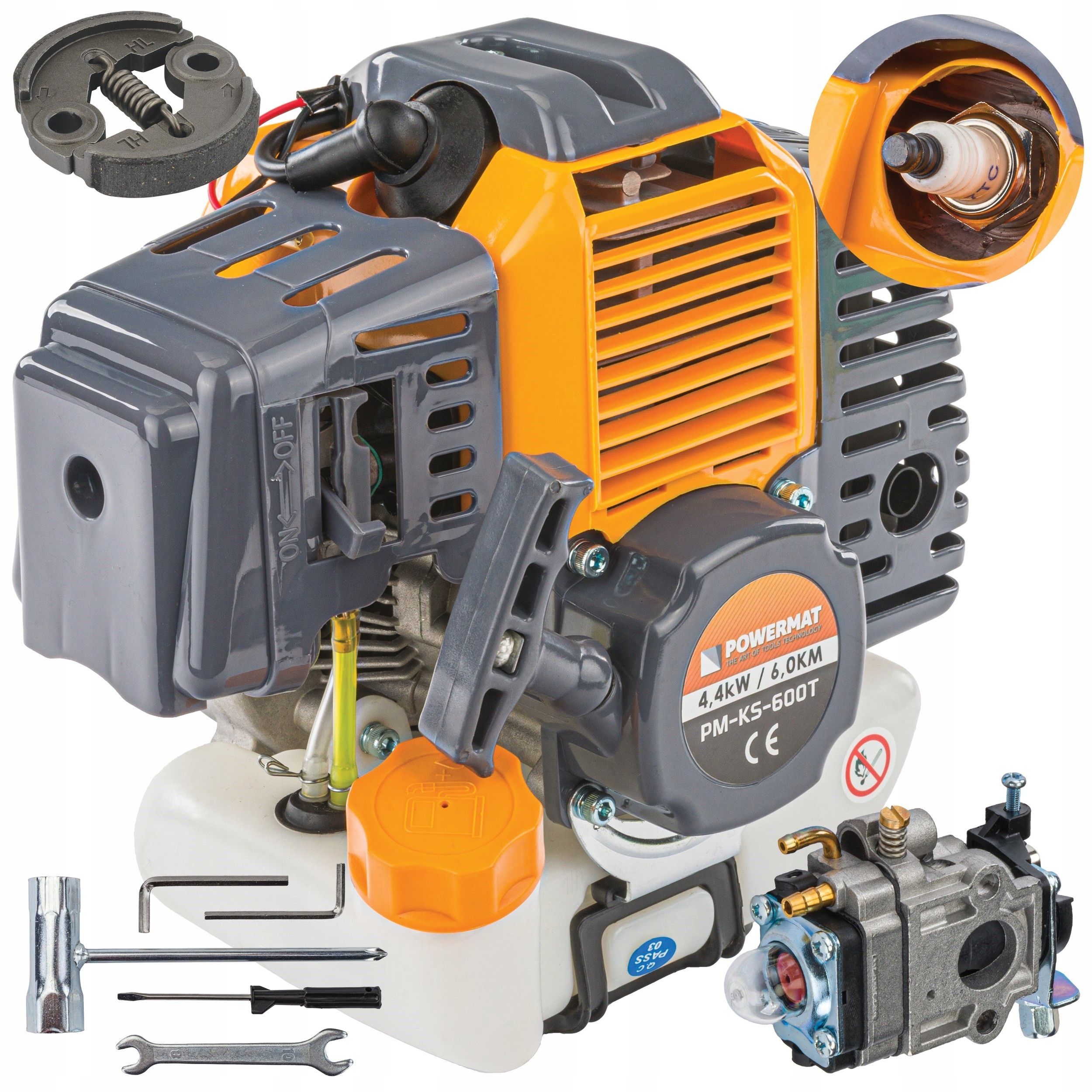 Motor krovinorezu Powermat 6 HP, membránový karburátor s objemom 49 cm³