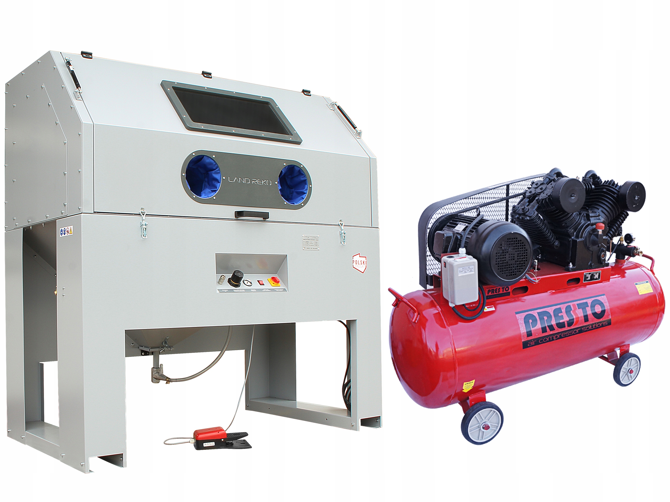 Pieskovačka - POĽSKÝ KABÍNOVÝ PÍSEK STROJ 990L + KOMPRESOR 1450L / M