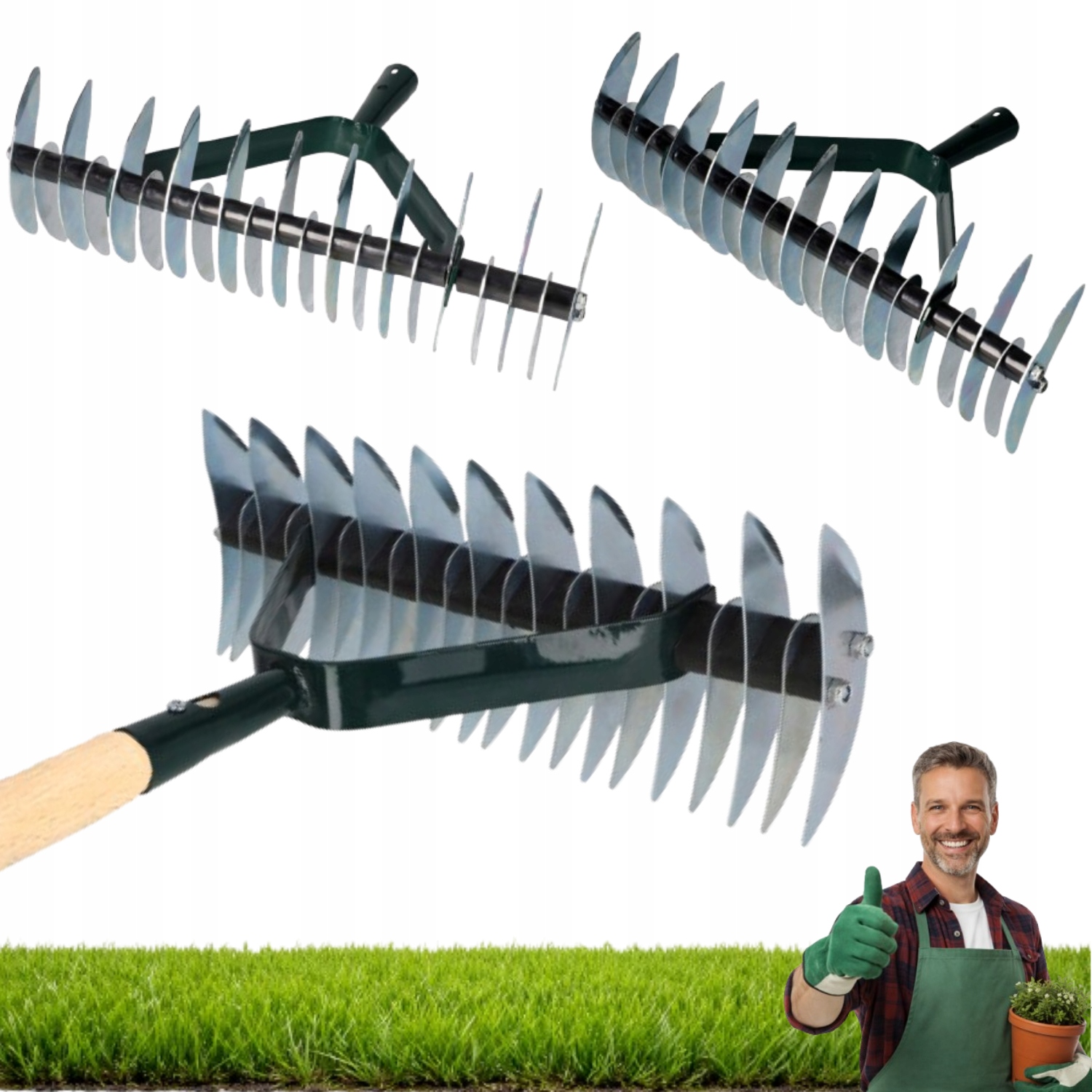 🌟AERATOR VERTIKULATOR RUČNÝ NA TRAVNIK cca 38 cm s násadou 150 cm🌟