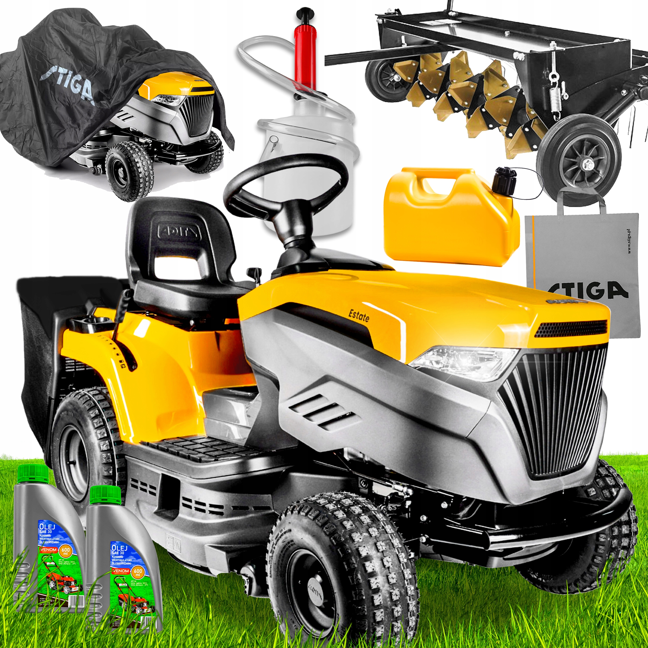 STIGA záhradný traktor, kosačka, Traktor ESTATE 384 M, kôš 200L, motor benzín