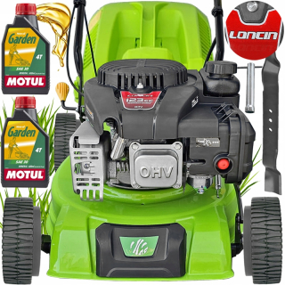 Benzínová kosačka Green Tiger s košom, objem 123 cm³. kôš 40 l, šírka kosenia 41 cm + 2× MOTUL GARDEN 4T SAE30 OLEJ DO SEKAČKY 600 ml