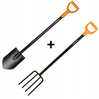 Sada záhradného náradia - FISKARS Rýč + kopacia vidlica SOLID sada