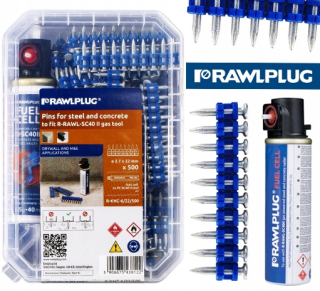Sponkovačka, nastreľovačka - NECHTY na Rawlplug 500 ks plynová pištoľ + PLYN
