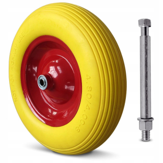 Transportné otočné koleso- Kruh s pevným gumovým PU 4,80 / 4,00 - 8, 390 mm