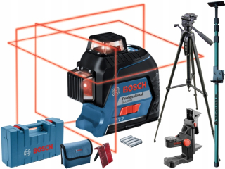 Krížový laser - Laser Bosch GLL 3-80 + Rukoväť + Pole GT-320 Statív