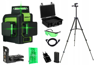 Krížový laser - KRÍŽOVÝ LASER DEDRA 3D šikmý 360 ZELENÝ + TRIPOD