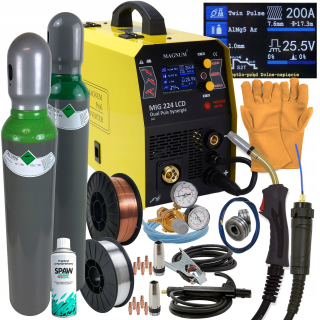 Zváračka - Poloautomotívne zváracie zariadenie Magnum Mig 224 dp HRSX1 Set Al x2 30-200 a