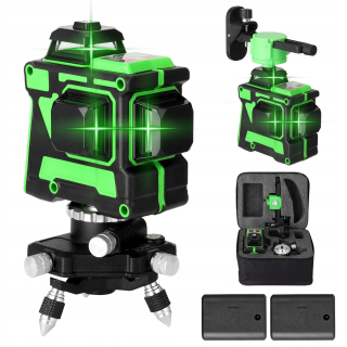Krížový laser - Laserová úroveň s 12 riadkami 360 3D, 2 batéria