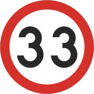 Skutočná dopravná značka, darček k narodeninám „33“