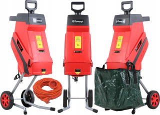 Drvič, štiepkovač - Vetva Shredder 2400W Guma 45mm Košík + Predný