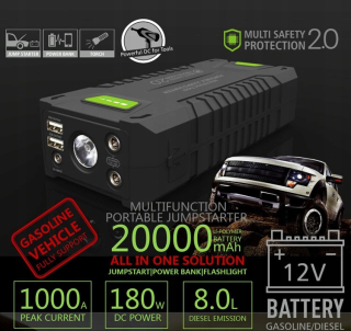 Autonabíjačka - Štartér BOOSTER 1000A 20000mAh energetická banka HeavyDuty