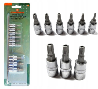 Súprava imbusových kľúčov Jonnesway Torx so zásuvkami 1/4" a 3/8" S08H23TS9S