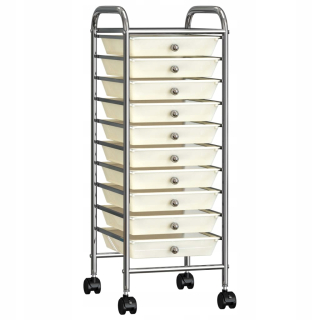 Organizér na kolieskách - Trolley s 10 zásuvkami, bielym, plastom