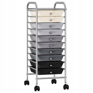 Pojazdný regál na kolieskach - Vozík s 10 zásuvkami, ombre, plast